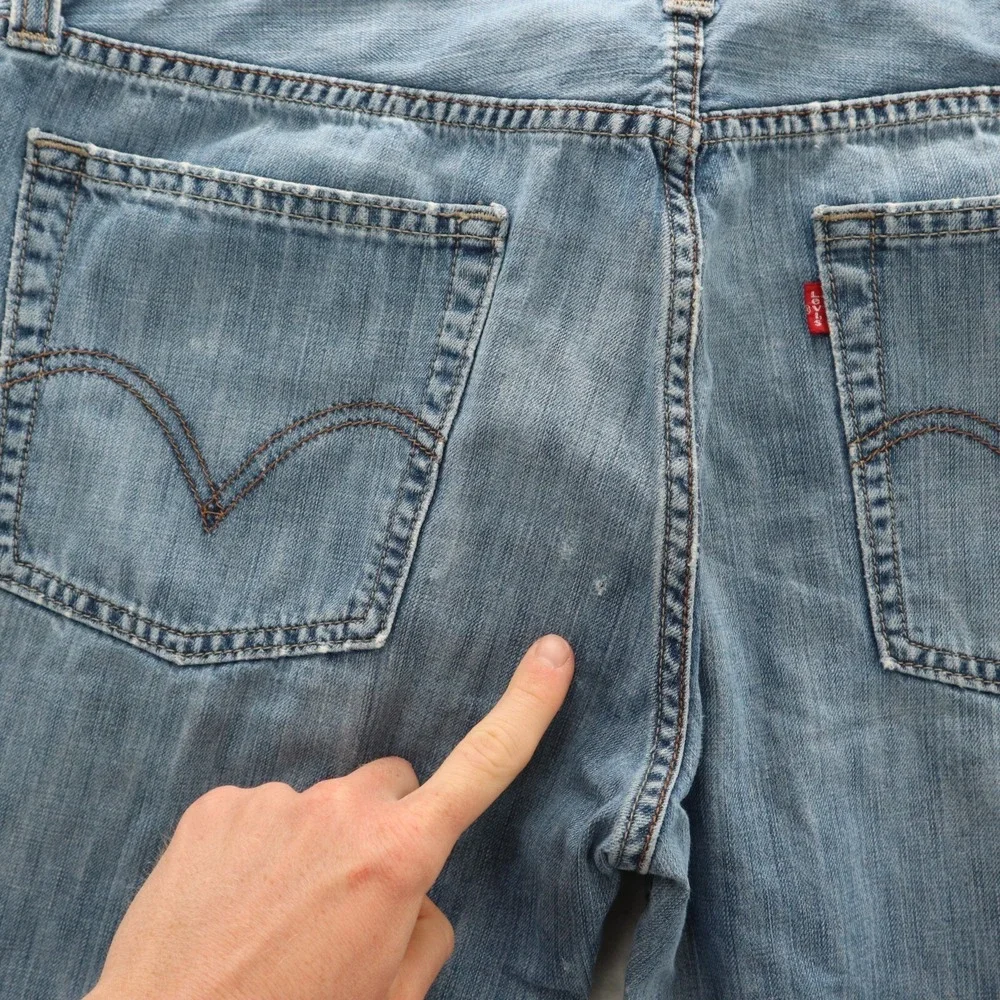 Levis Jeans Mens 36x34 Blue 527 Boot Cut Distressed Denim Cowboy Grunge Y2K